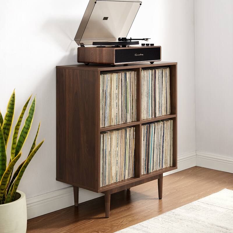 Crosley Liam 4 Cube Record Storage Media Stand Walnut