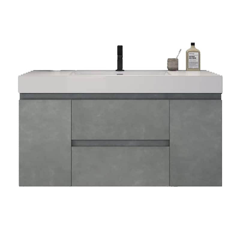 Baillie 48'' Wall-Mounted Vanity with Reinforced Acrylic Sink - 48''Width - Cement Gray