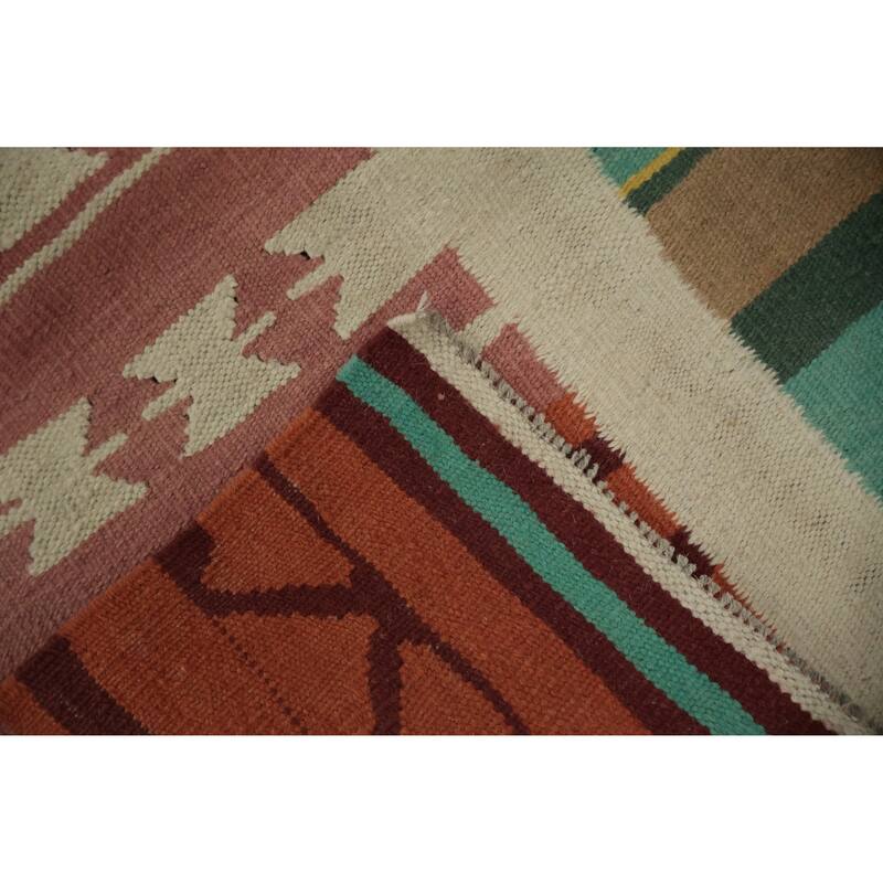 Hand Woven Oriental 100% Wool Carpet Southwestern Modern Multi-Colored Kilim Area Rug - 5' 10'' X 5' 10''