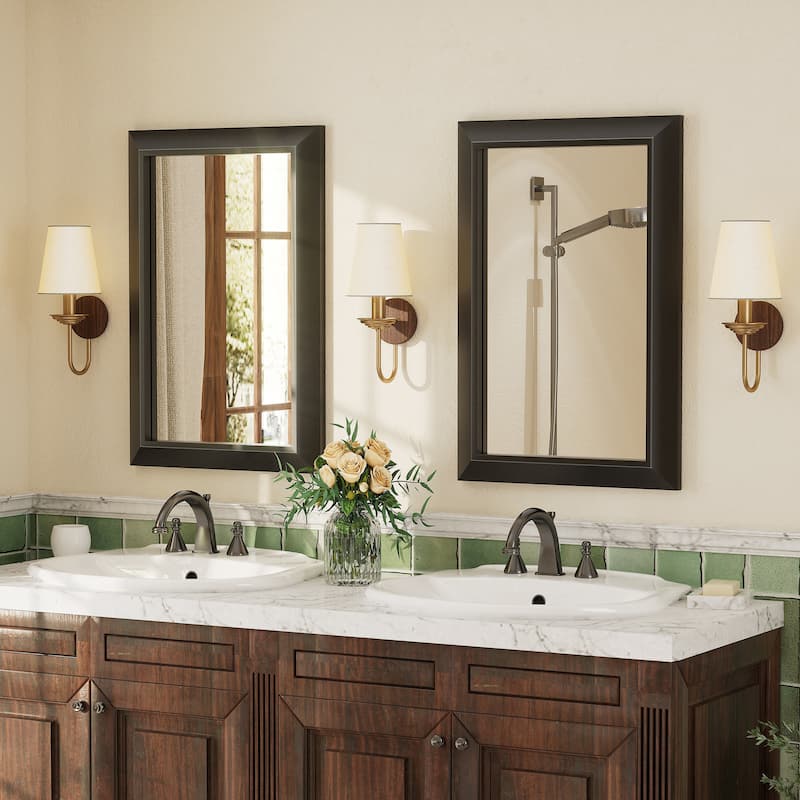 Beveled Metal Rectangle Framed Bathroom Vanity Tempered Glass Mirrors