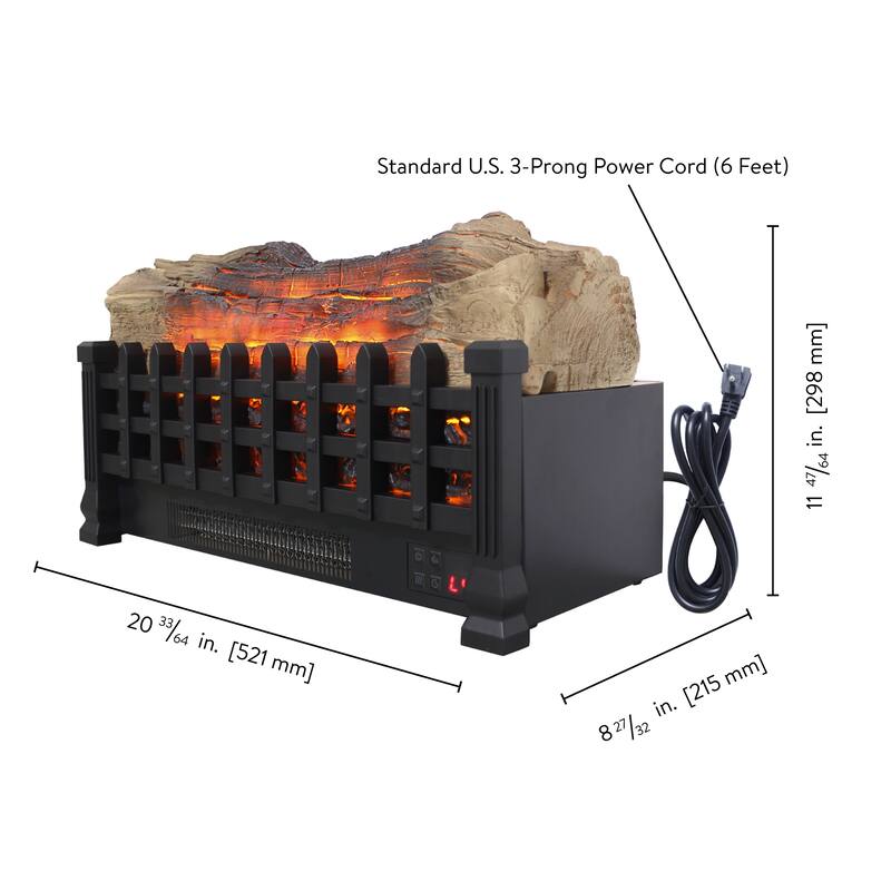 20 inch Electric Fireplace 3D Log set insert, Free Standing Fireplace Heater for Indoor