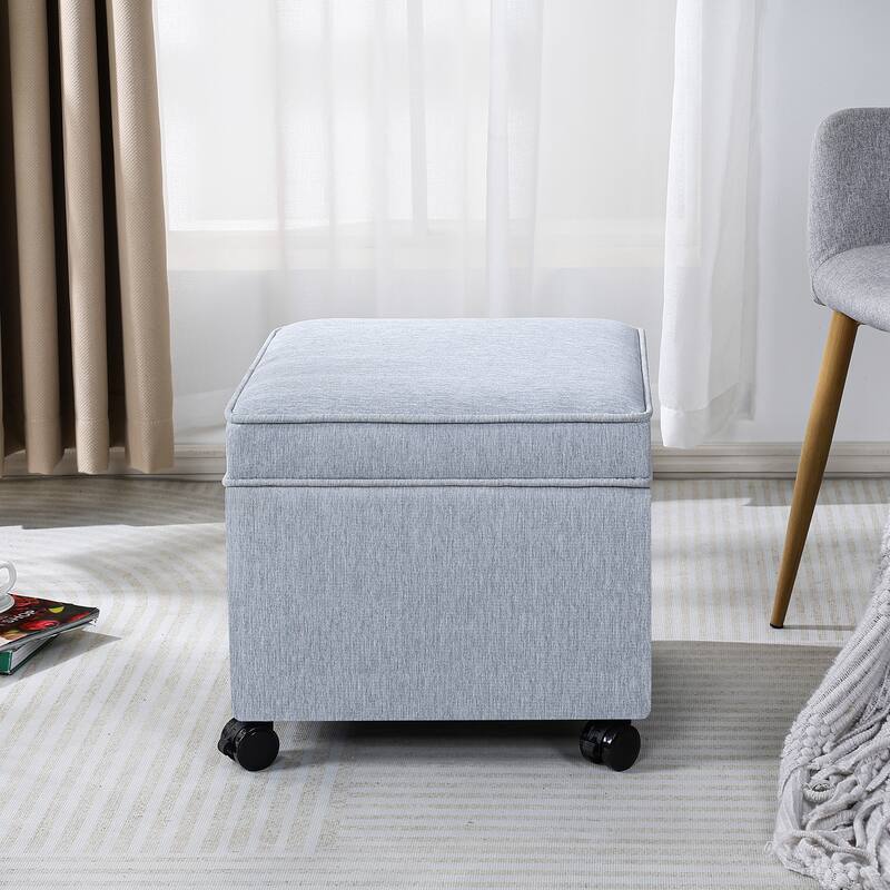 Adeco Square Storage Ottoman 17 inch Footstool