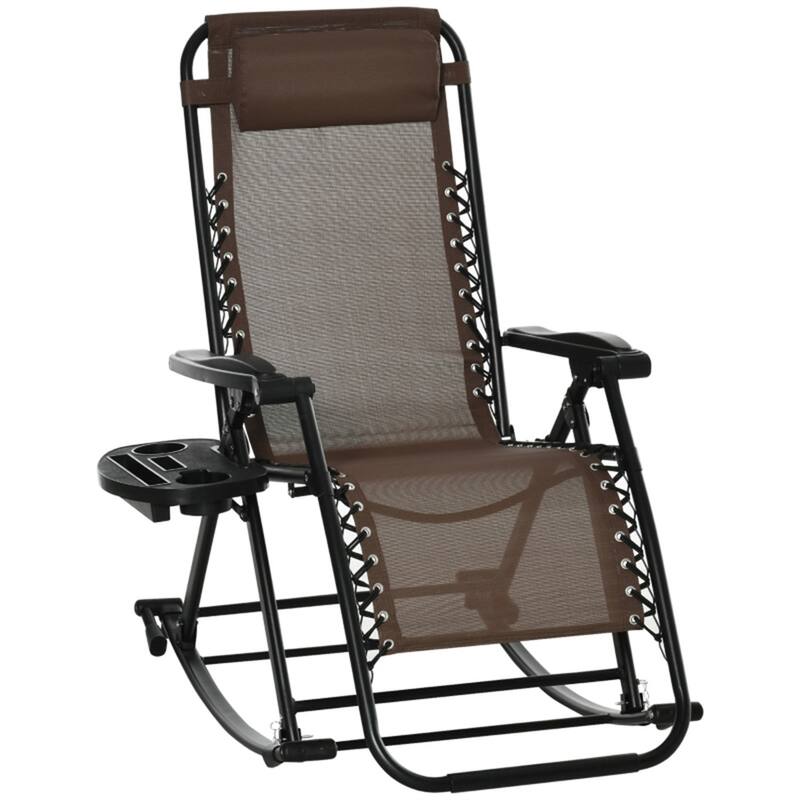 Mesh Zero Gravity Recliner Chair with Folding Legs and Cup Holders - 47.25" D x 26.5" W x 40.25" H - Brown