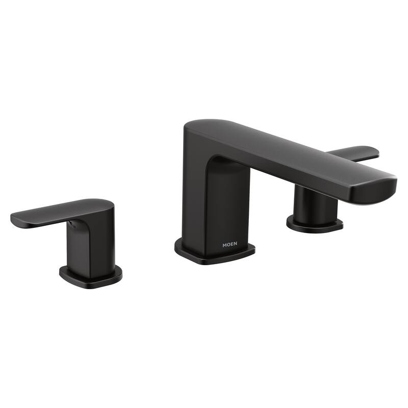 Moen Rizon Double Handle Low Arc Deck Mounted Roman Tub Filler (Less - Matte Black