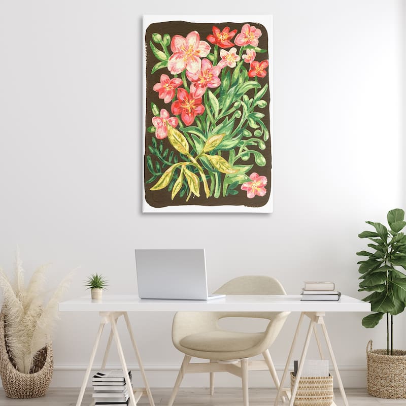 Stupell Garden Flowers on Brown Canvas Wall Art Design By Hannah Moren