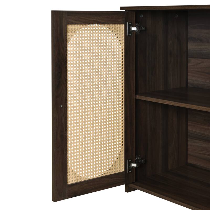 Oval Rattan Doors Sideboard with Adjustable Shelves
