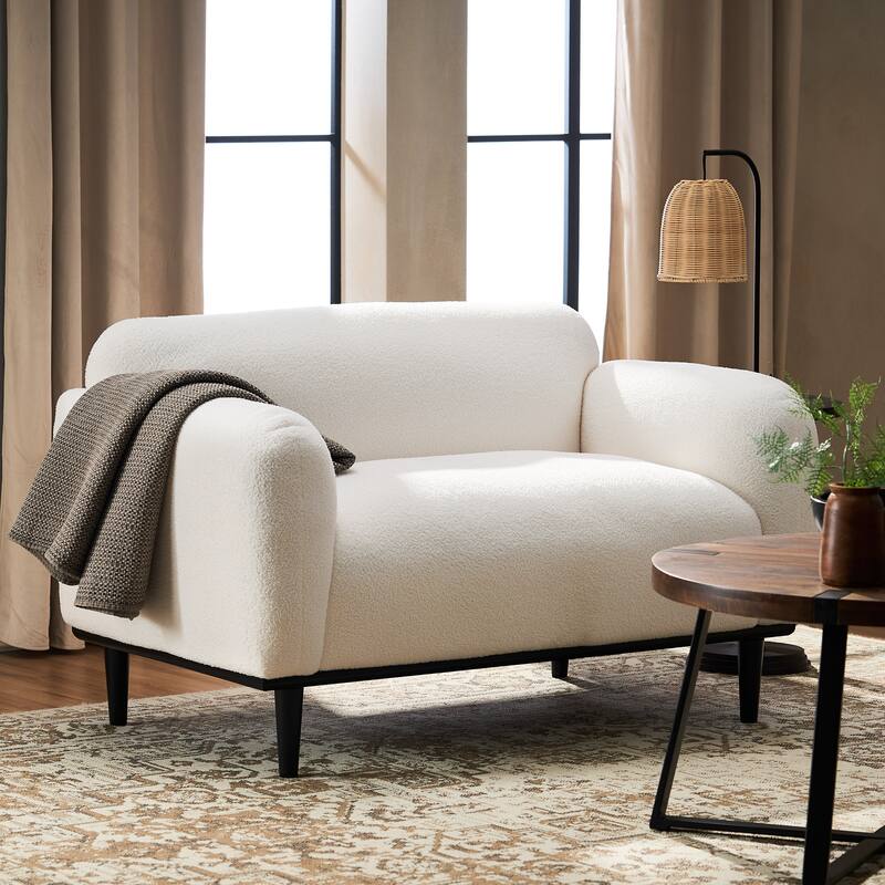 White Polyester Loveseat with Contemporary Design