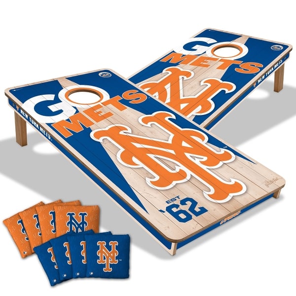 slide 2 of 7, New York Mets MLB 2x4 Cornhole Board Set Include Carrying Case