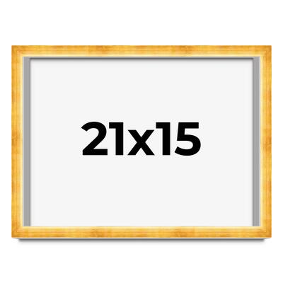 21x15 Shadow Box Frame Gold | 1.625 Inches Deep Real Wood Traditional