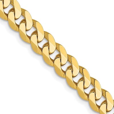 Curata 10k Lobster Claw Closure 5.75mm Flat Beveled Curb Chain Bracelet