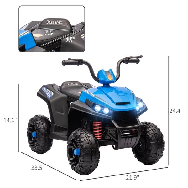 dimension image slide 0 of 2, Qaba 12V Kids ATV, Battery Powered Four Wheeler with Spring Suspension, Forward & Reverse, LED Lights, Music, MP3, Pink