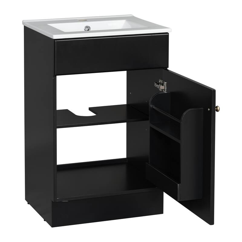 20" Bathroom Vanity with Sink, Storage Cabinet w/Soft Closing Doors and Drawers, Adjustable Shelf, Floor Freestanding Vanities