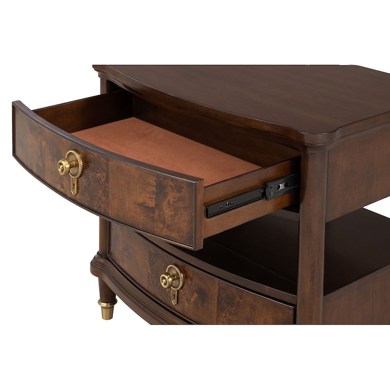 Modern Dark Cherry Finish 4 Piece Bedroom Furniture Set with LED Bed Dresser Mirror Nightstand