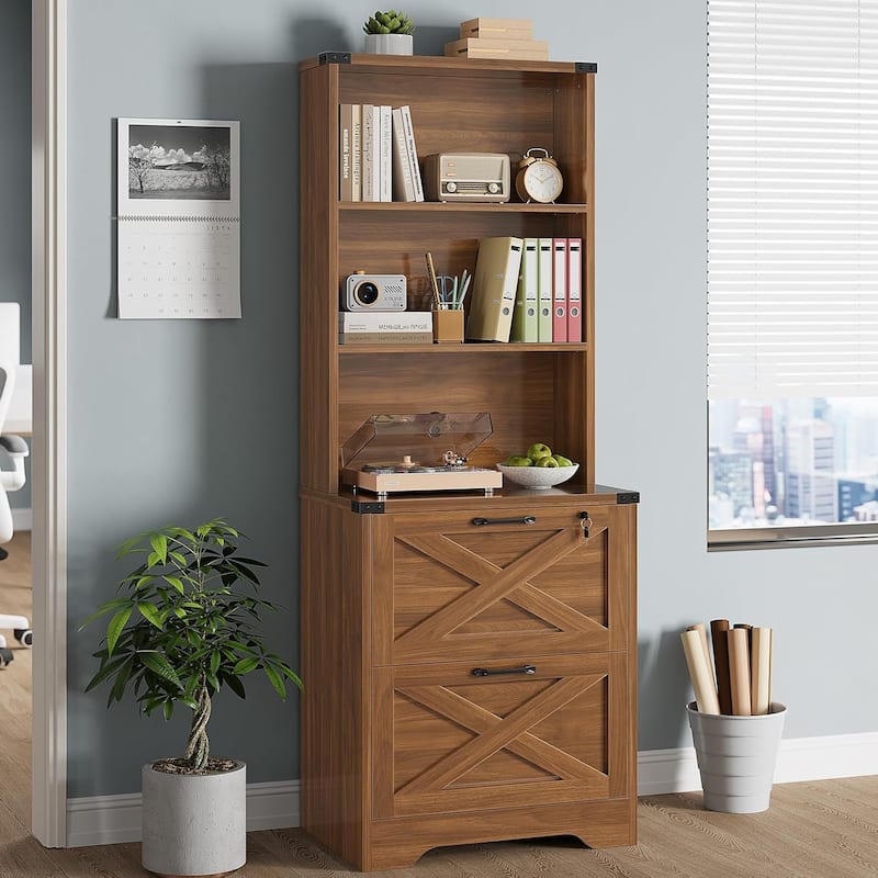 2 Drawer File Cabinet with Lock Hanging File Folders Home Office