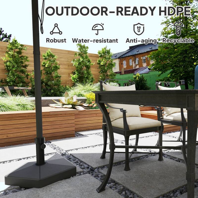 Outdoor Umbrella Base HDPE Patio Parasol Stand Fillable with Sand or Water - 22" L x 22" W x 14.2" H