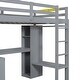 preview thumbnail 13 of 24, Wood Loft Bed Frame with Storage Shelves,1 Cabinet and 2 Drawers,L-shaped Desk,Full Size