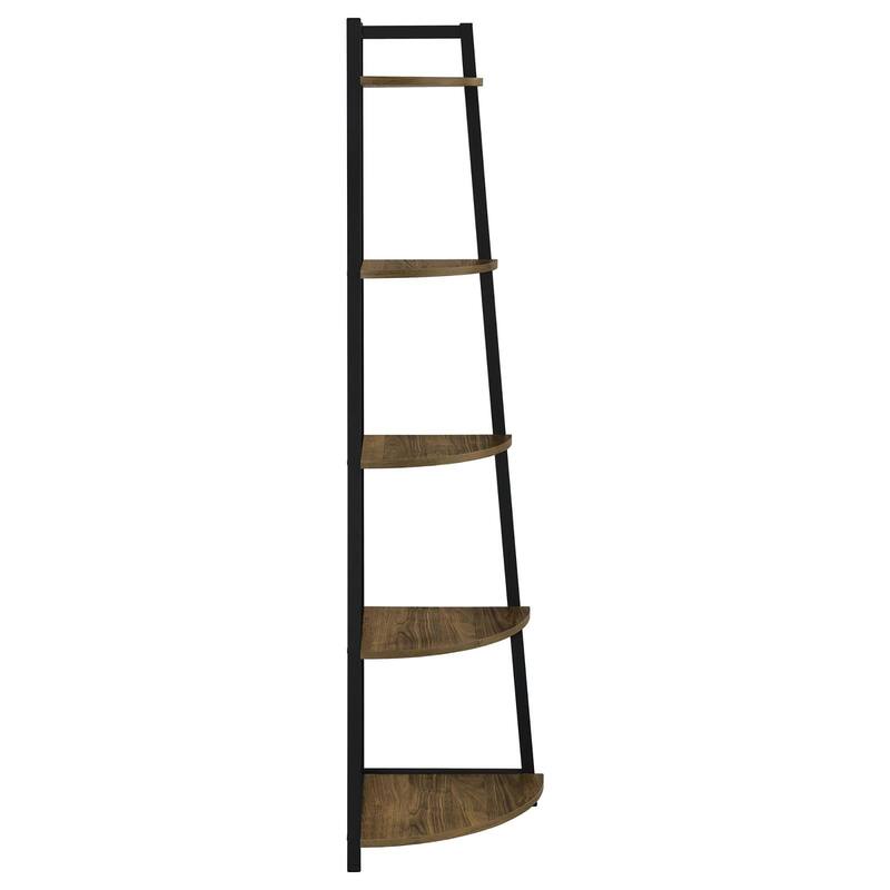 Aged Walnut 5-Tier Corner Bookcase