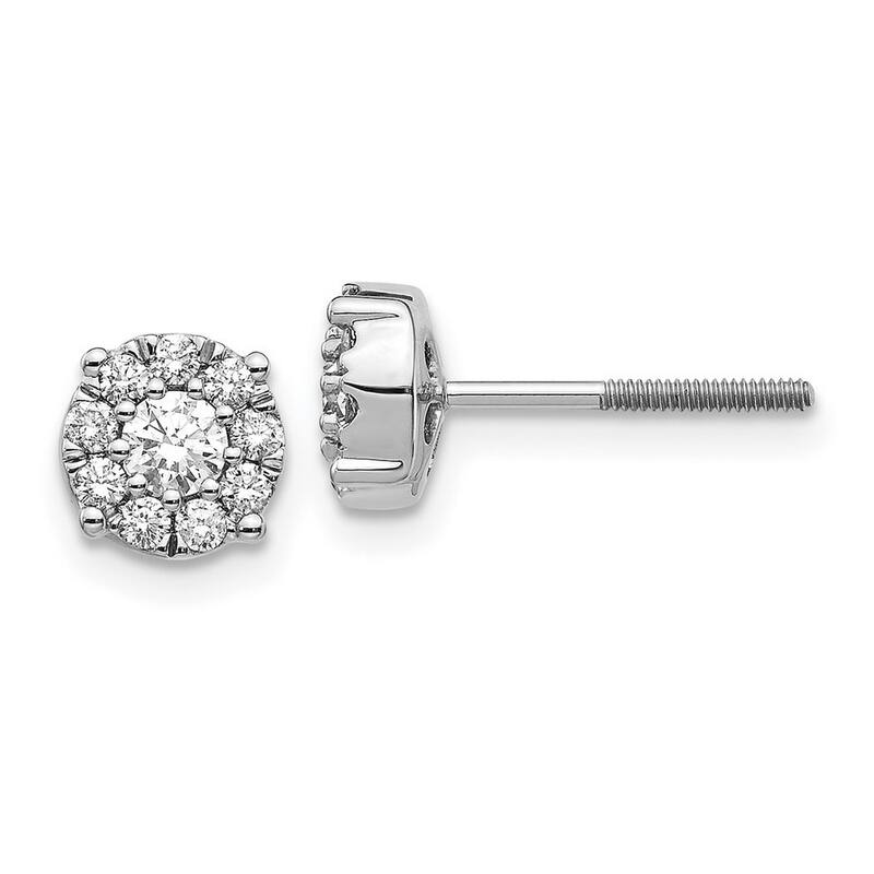 Curata 14k White Gold Flower Diamond Post Earrings - 6x6mm Wide