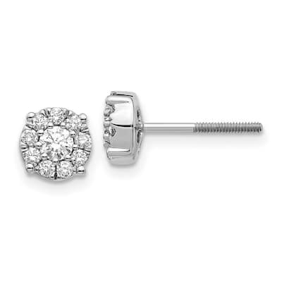 Curata 14k White Gold Flower Diamond Post Earrings - 6x6mm Wide