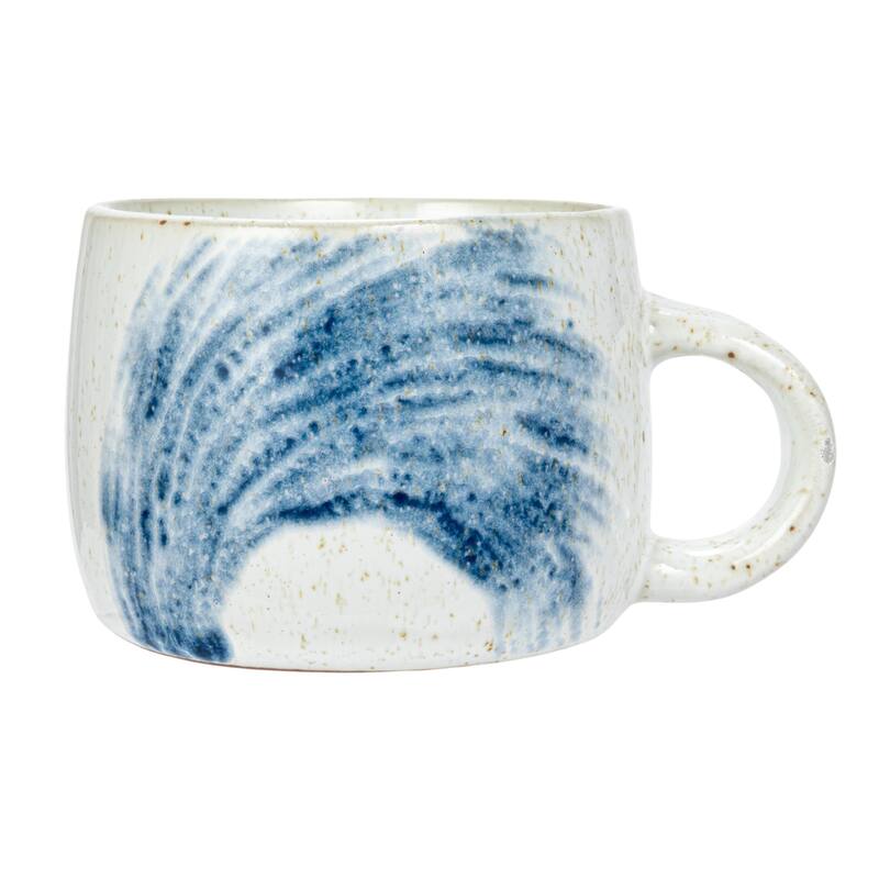 Hand-Painted Stoneware Mug with Glaze - 4.8"L x 3.6"W x 2.6"H