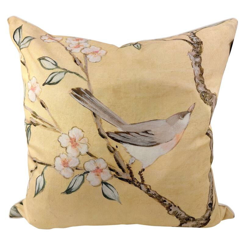 StyleCraft Tamara Day for StyleCraft Golden Branch Songbird Perched Pillow Pillow - Multicolor - 24" x 24" - Multicolor