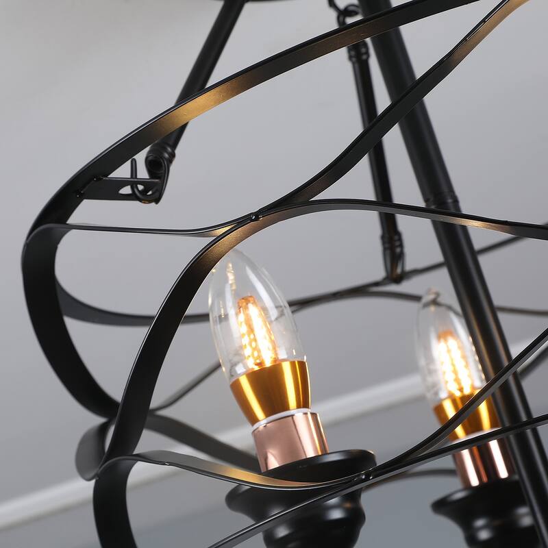 Modern Black Iron Frame 3-Light Semi Flush Mount Lighting Fixture