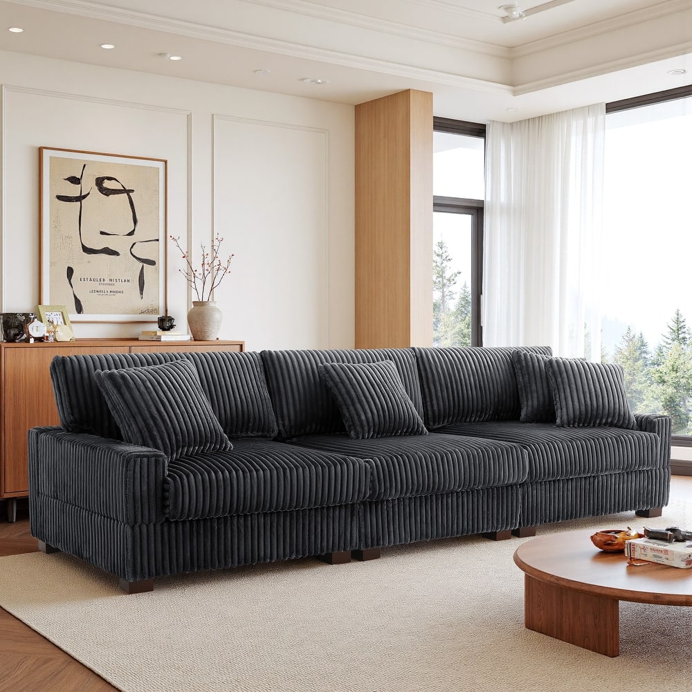 Modular Sectional Sofa Set with Adjustable Headrests and Ottomans