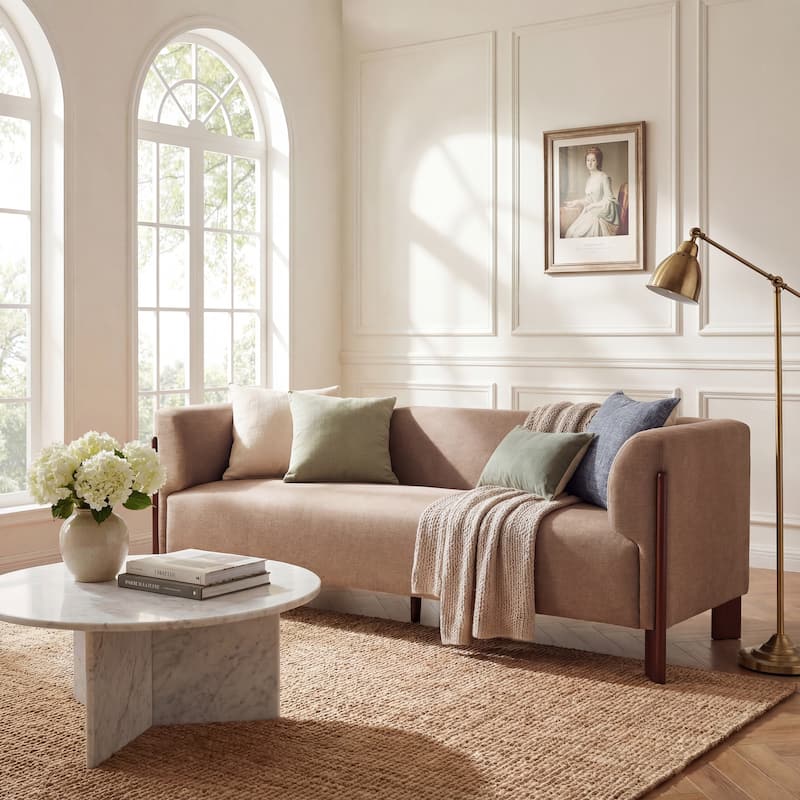 Christopher Knight Home Aurelian Birch Upholstered Tuxedo Sofa with Solid Wood Legs