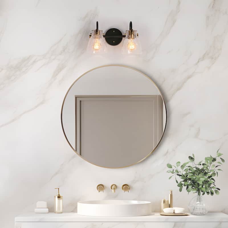 Chiry Modern 2-Light Dimmable Bathroom Vanity Light Glass Wall Sconce - 13.5" W x 8.3" H