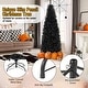 preview thumbnail 9 of 11, Gymax 6/7 FT Pre-lit Black Christmas Tree Artificial PVC Slim Pencil - See details