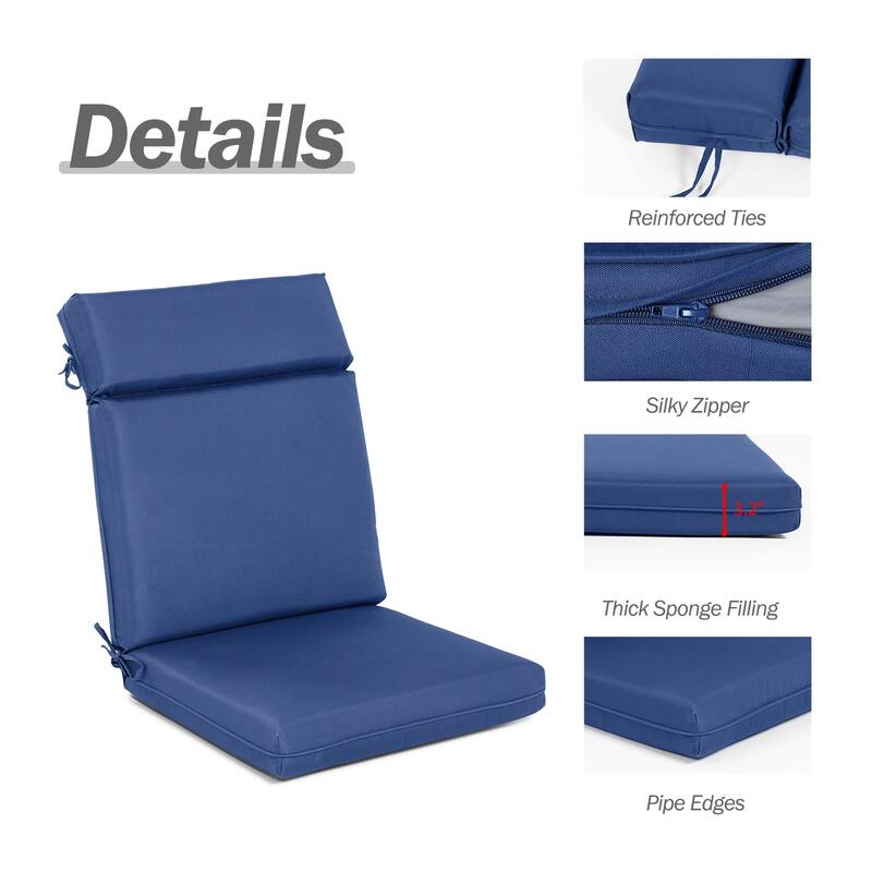 Aoodor 2Pcs Outdoor High Back Dining Chair Cushion Set - 37''x20''