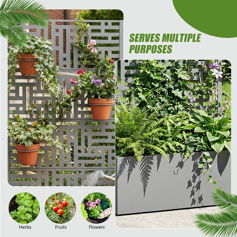 Galvanized Planter Box with Trellis & Privacy Screen