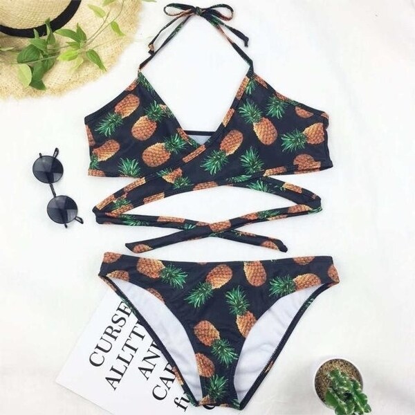 womens pineapple bathing suit