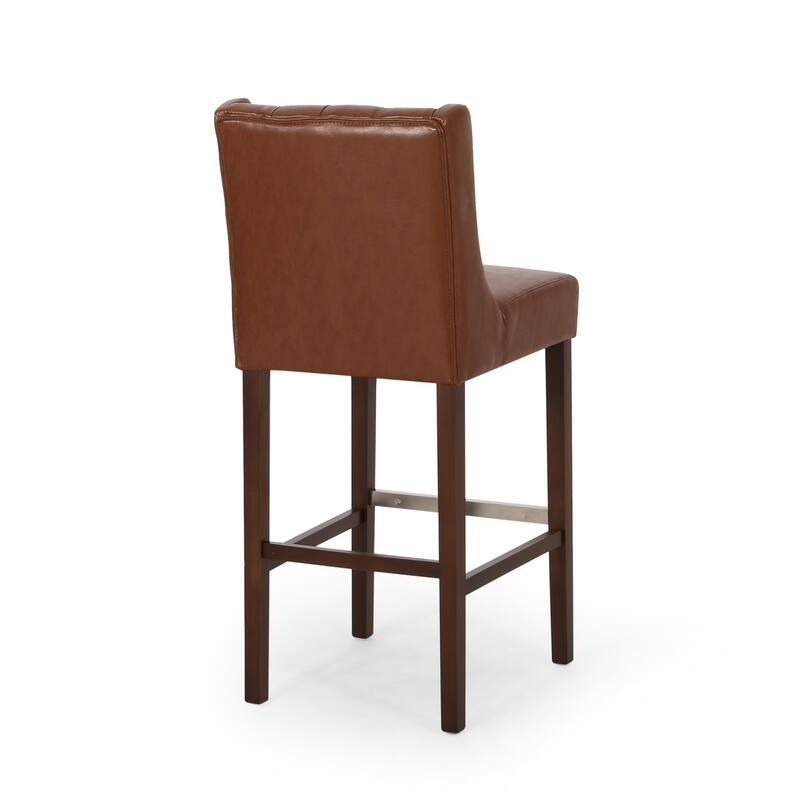 Modern Fabric Upholstered Bar Stools Set of 2, Armless Kitchen Island Chairs, Dining Chairs with Metal Footrest