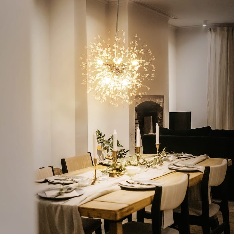 8-Light Modern Luxurious Sputnik Starburst Sphere Pendant Starburst Crystal Chandelier