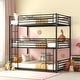 preview thumbnail 1 of 25, Industrial Charm Full Metal Triple Bed with Built-in Ladder Black