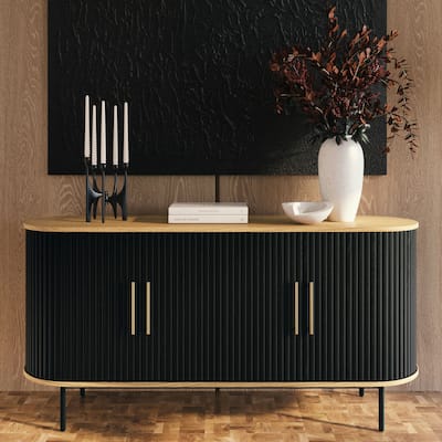 Poly & Bark Noir 65" Oak Sideboard - Includes Storage and Adjustable Shelving