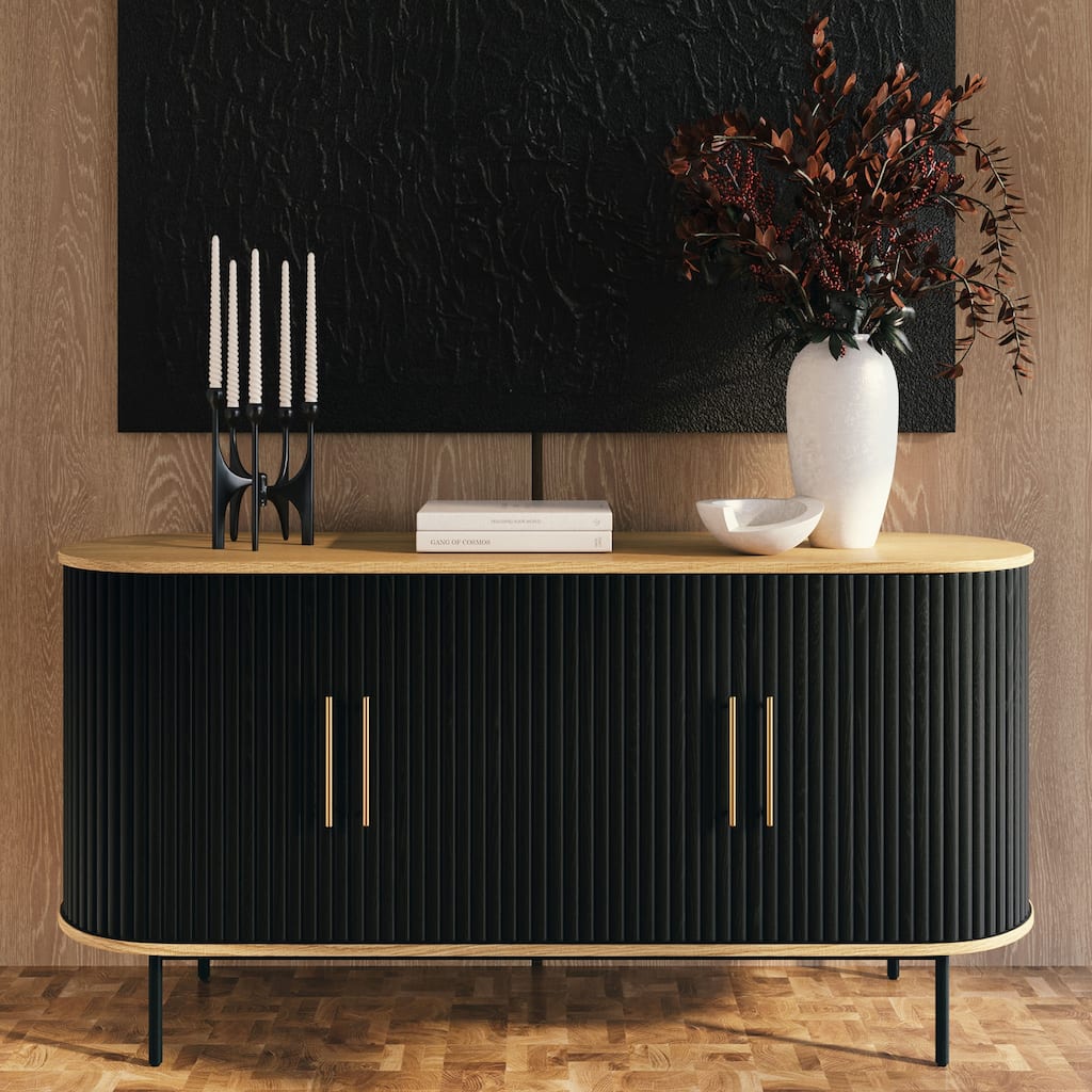 Poly & Bark Noir 65" Oak Sideboard - Includes Storage and Adjustable Shelving