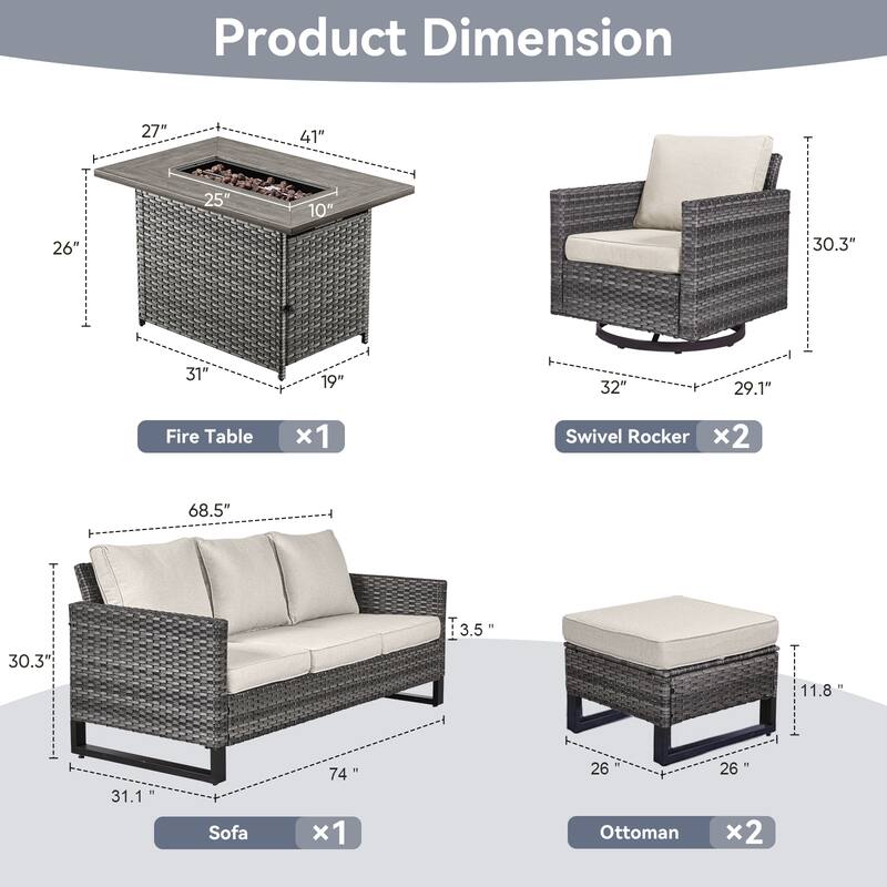 Gymojoy Outdoor Fire Pit Conversation Set, Patio Furniture with Cushions