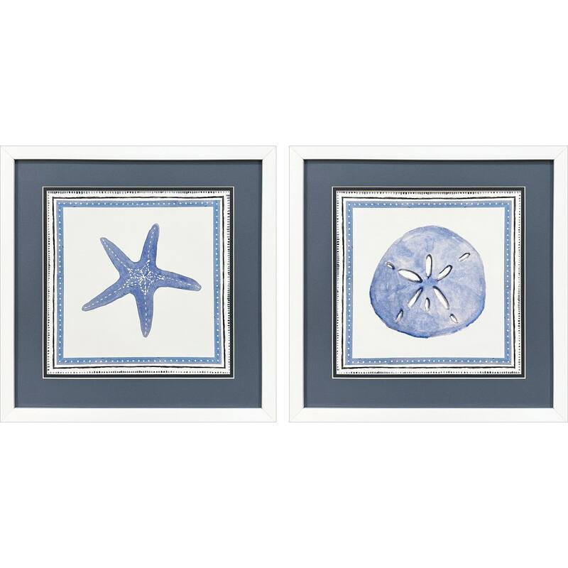 HomeRoots Set Of Two Seaside Blues II White Framed Wall Art