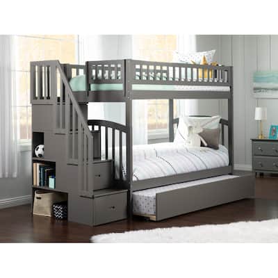 Westbrook Staircase Bunk Twin over Twin with Twin Trundle in Grey