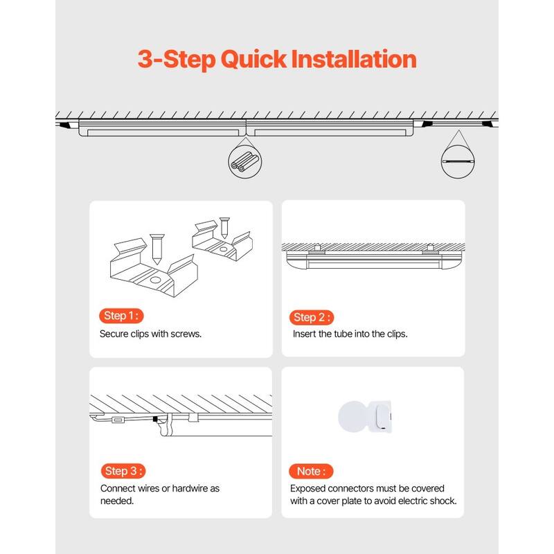 White PC 4ft LED Shop Light 2200LM Linkable with Flexible Mount - 46.4 x 0.8 x 1.3 inches