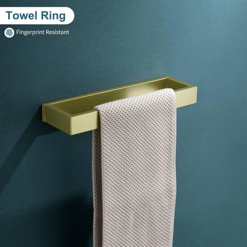 4-Piece Light Gold Bathroom Hardware Set: Modern Towel Bar Set with Stainless Steel Wall Mount Towel Rack, 23.6 Inch