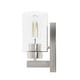 preview thumbnail 3 of 1, Hunter Hartland 1 Light Wall Sconce - Hallway, Bathroom, Bedside - Round, Clear Seeded Glass - Modern, Transitional - Damp-Rated