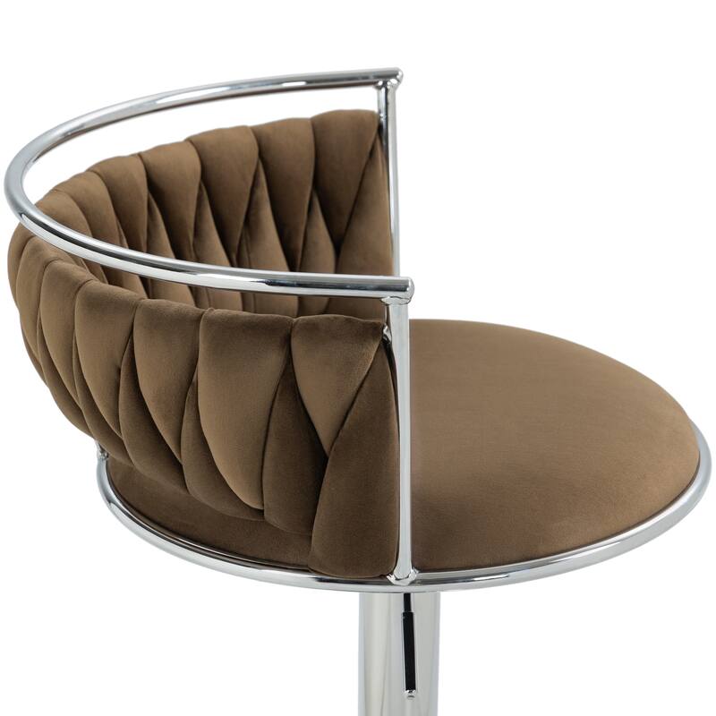 Modern Velvet Adjustable Swivel Bar Stools Set of 2