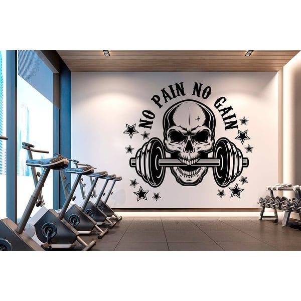 No Pain No Gain Gym Wall Decor Fitness Wall Art Skull Gym Wall Decals ...