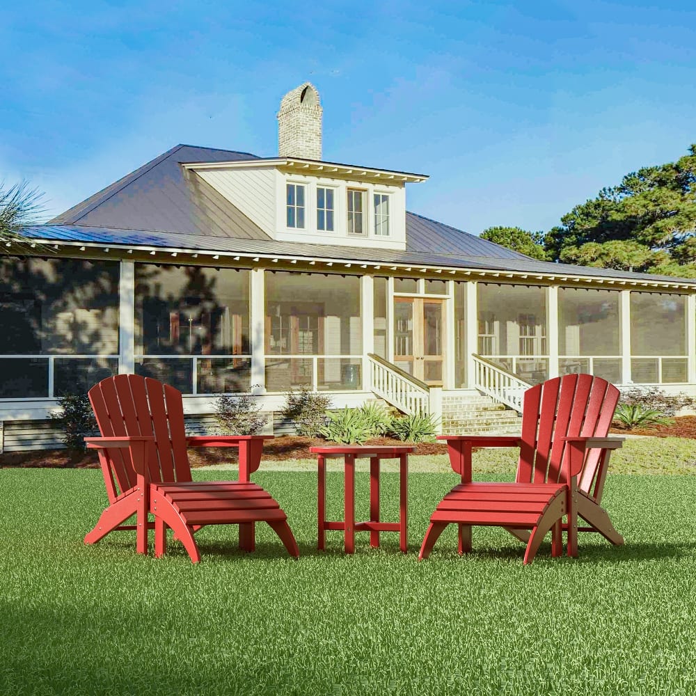 Altura Outdoor Eco-Friendly All Weather Adirondack Chair with Ottoman and Side Table (5-Piece Conversation Set)