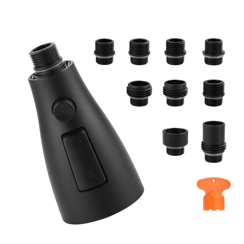 WOWOW 1/2 in. Kitchen Faucets Head with 3-Spray Modes and 9 Adapters - Matte Black