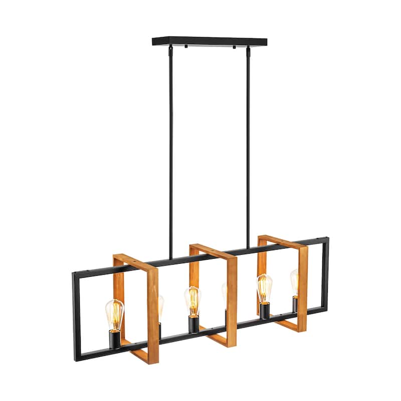 Black or Gold Farmhouse Rustic Kitchen Island Pendant Chandelier for Dining Room