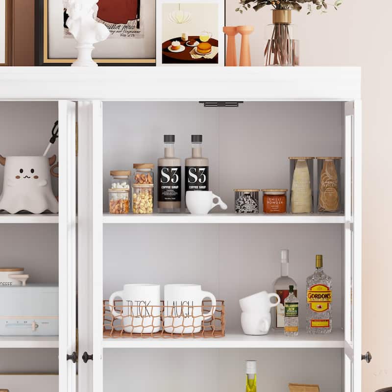 White Storage and Display Cabinet: Glass - door Showcase, Ample Storage & Thoughtful Details